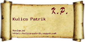 Kulics Patrik névjegykártya